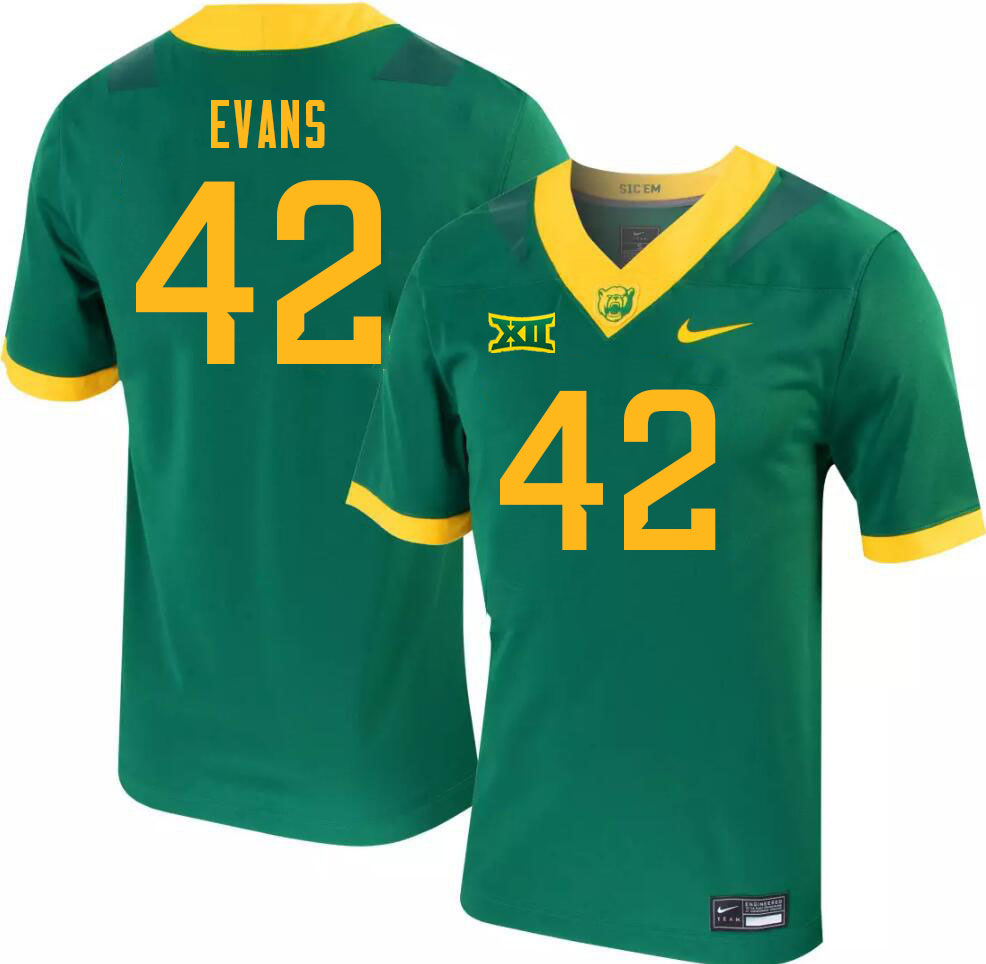 Men-Youth #42 Jeremy Evans Baylor Bears 2023 College Football Jerseys Stitched-Green